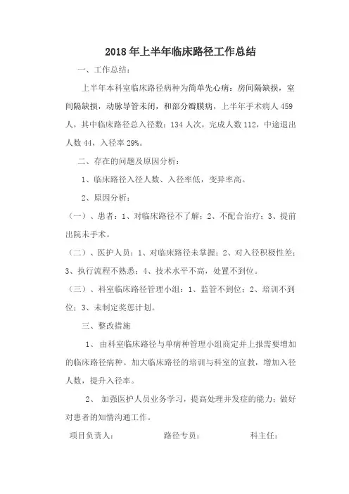 2018-2020年临床路径持续改进分析汇报