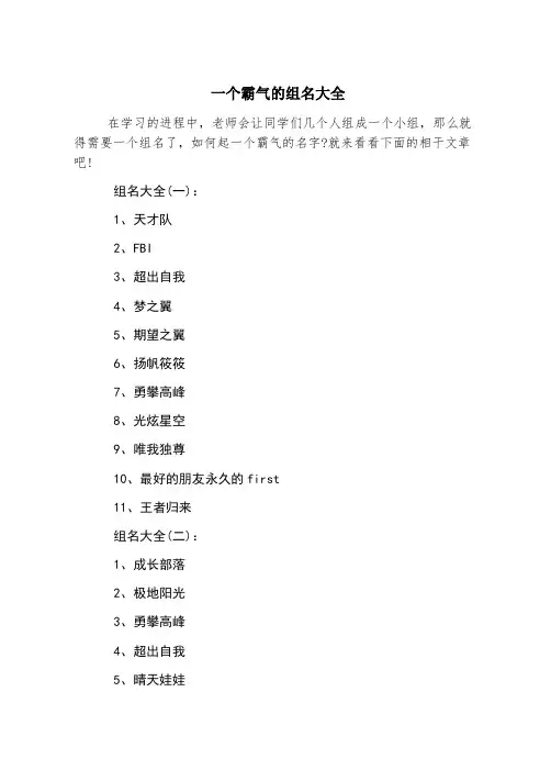 一个霸气的组名大全
