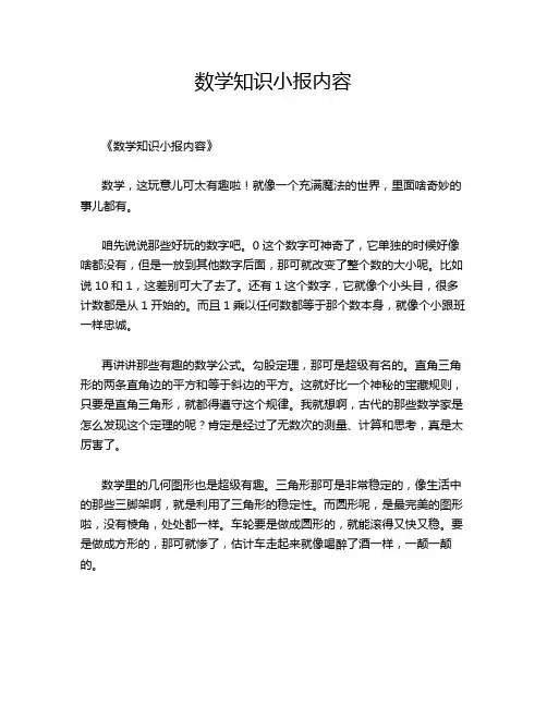 数学知识小报内容