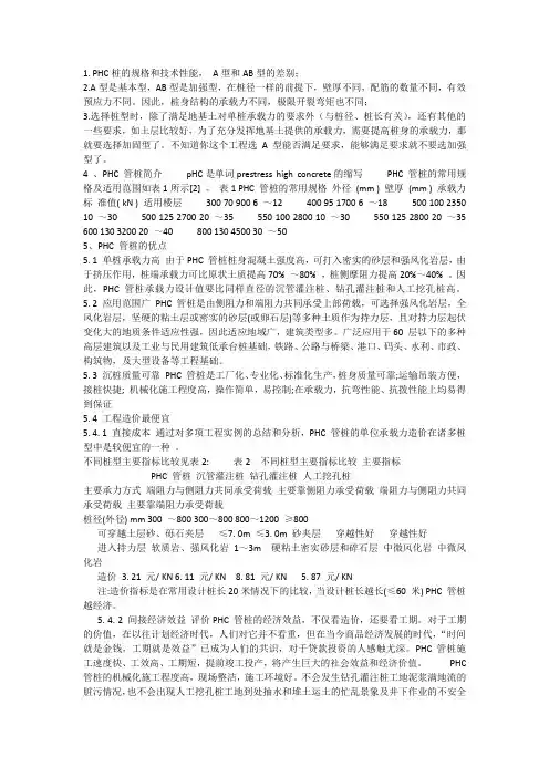 phc桩性能指标和优点