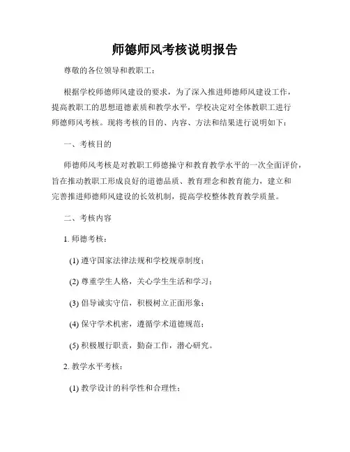 师德师风考核说明报告