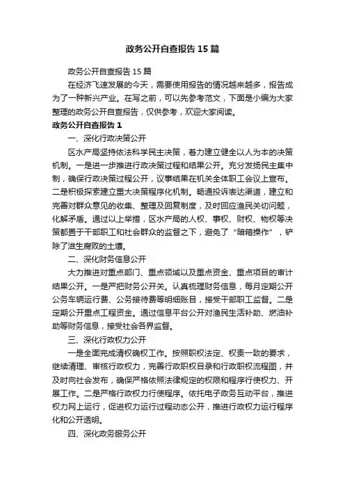 政务公开自查报告15篇