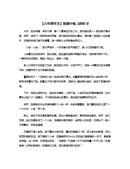 【六年级作文】智擒小偷_1000字