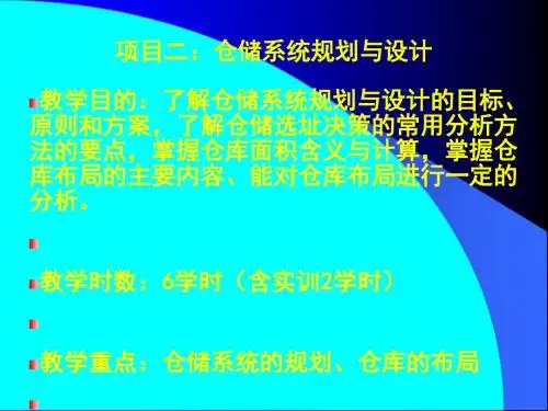 仓储系统规划与设计教材(PPT 28张)