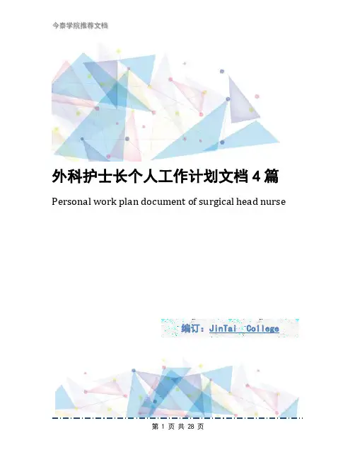 外科护士长个人工作计划文档4篇
