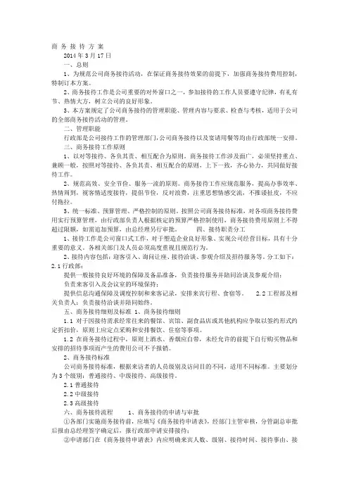 商务接待计划表