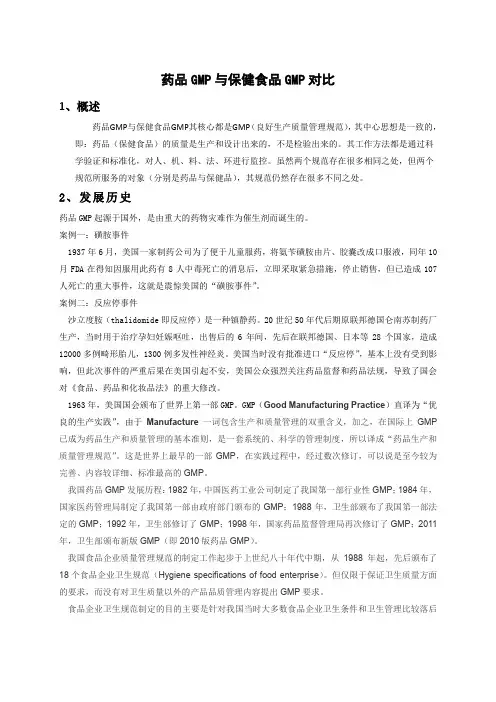 药品GMP与保健食品GMP对比
