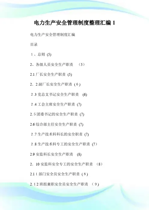 电力生产安全管理守则整理汇编1.doc