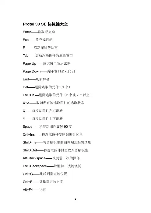 Protel_99se快捷键大全(最终版)