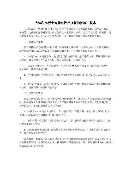 大体积混凝土智能温控及抗裂养护施工技术