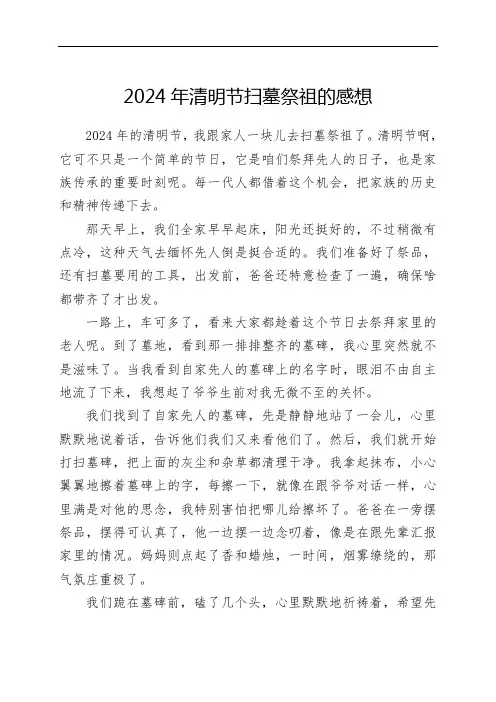 2024年清明节扫墓祭祖的感想
