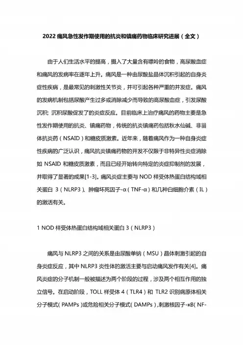 2022痛风急性发作期使用的抗炎和镇痛药物临床研究进展(全文)
