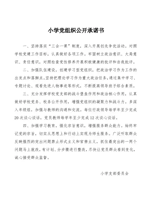 小学党组织公开承诺书
