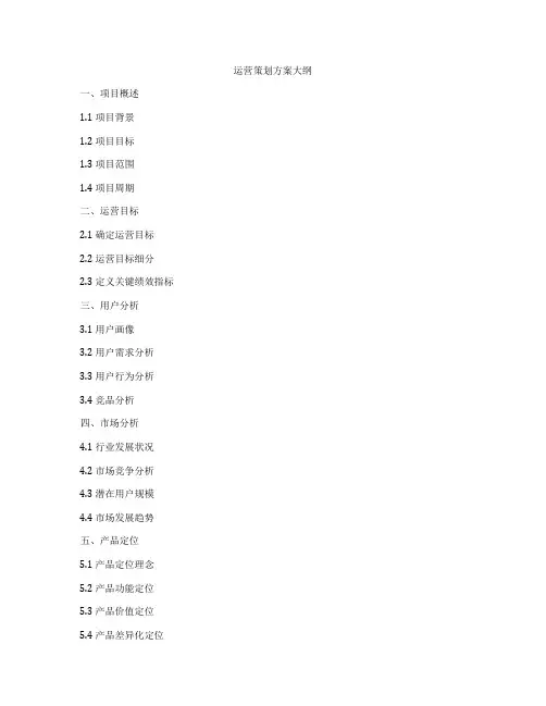 运营策划方案大纲