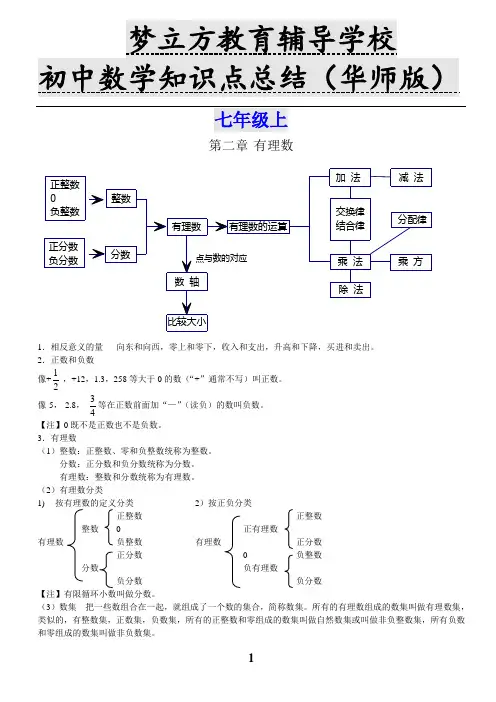 最新华师版初中数学全部知识点大全