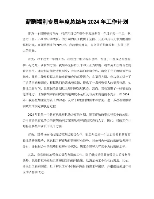 薪酬福利专员年度总结与2024年工作计划