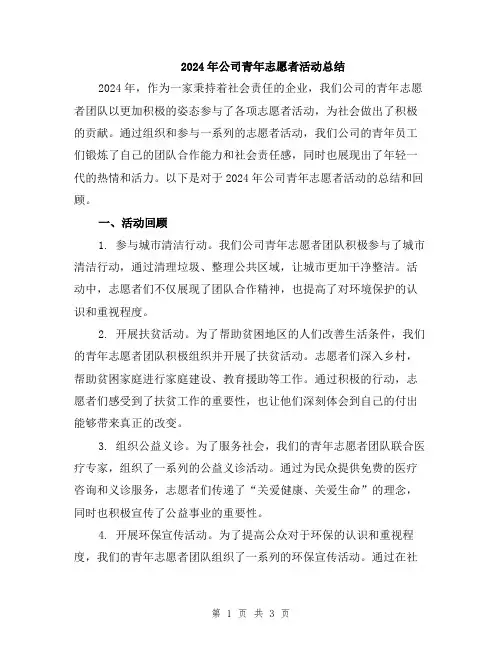 2024年公司青年志愿者活动总结
