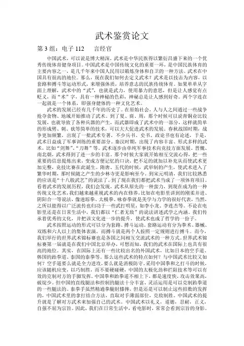 武术鉴赏论文