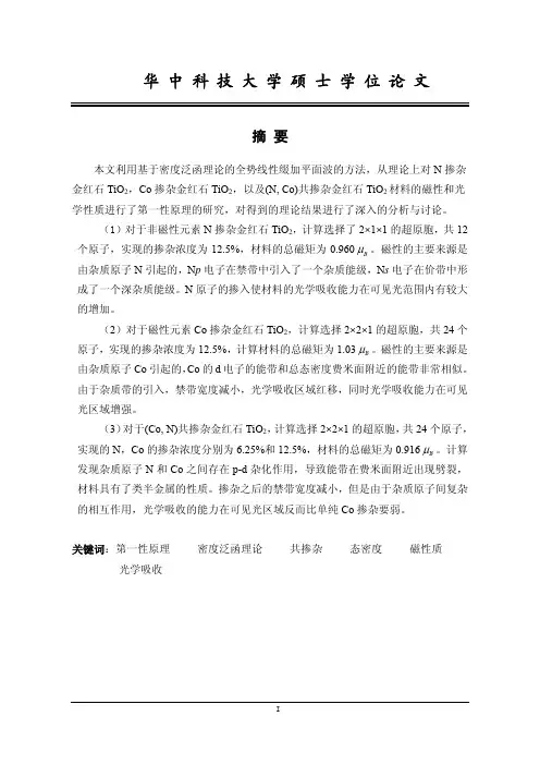 金红石二氧化钛磁性和光学性质的第一性原理研究