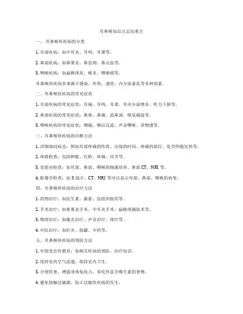 耳鼻喉知识点总结重点
