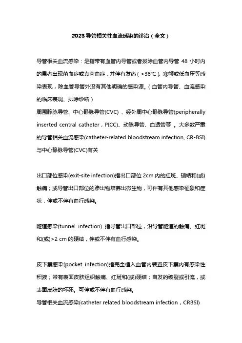 2023导管相关性血流感染的诊治(全文)