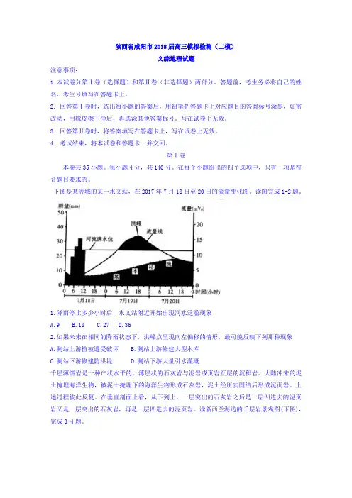 陕西省咸阳市2018届高三模拟检测(二模)文综地理试题-含答案