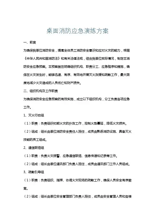 桌面消防应急演练方案