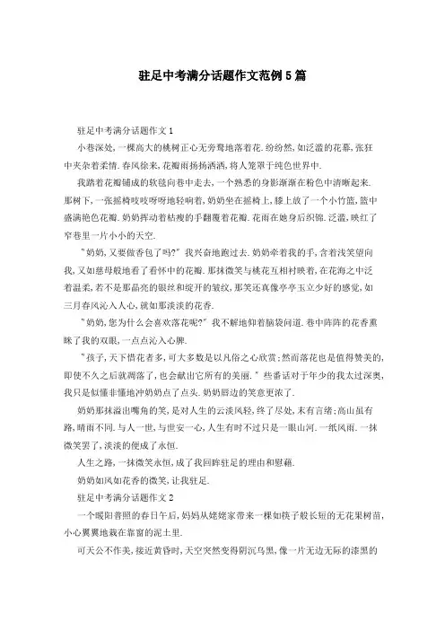驻足中考满分话题作文范例5篇
