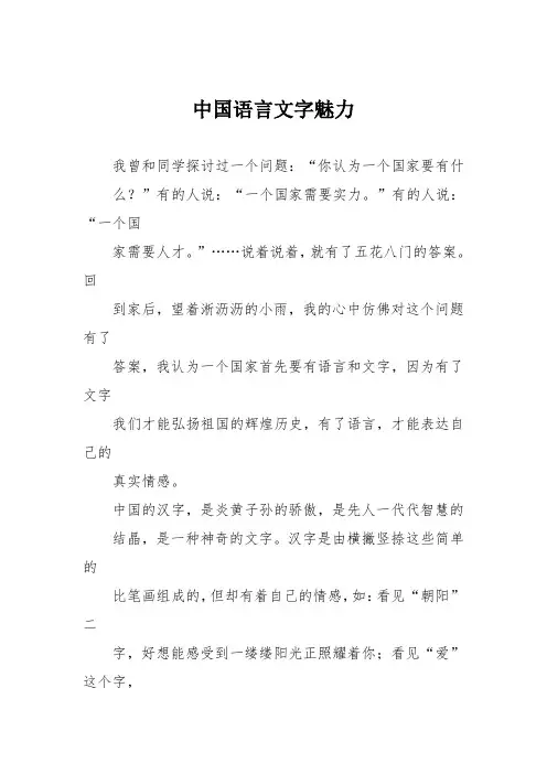 初中议论文作文：中国语言文字魅力