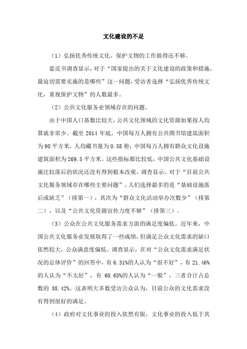 文化建设的不足