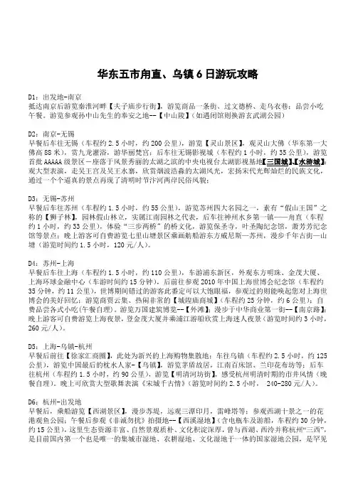 华东五市甪直、乌镇6日行程攻略