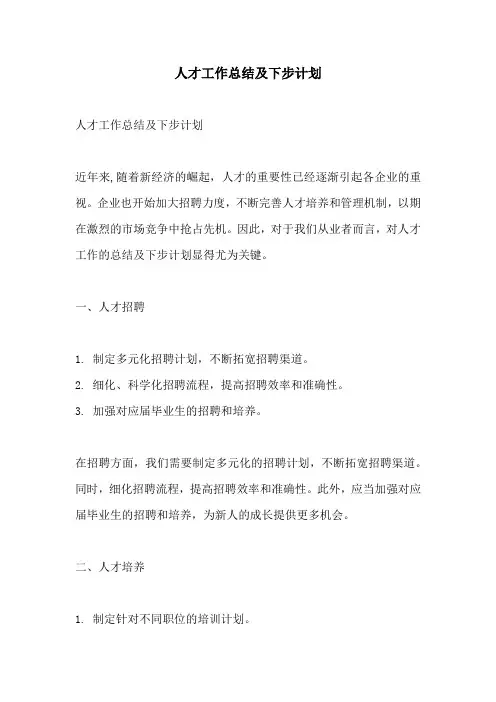 人才工作总结及下步计划