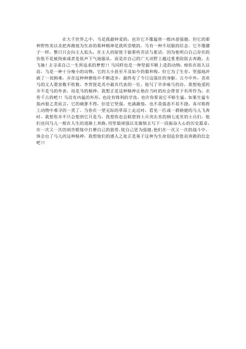 生命的价值在于不停地奔跑
