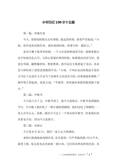 小学日记100字十五篇