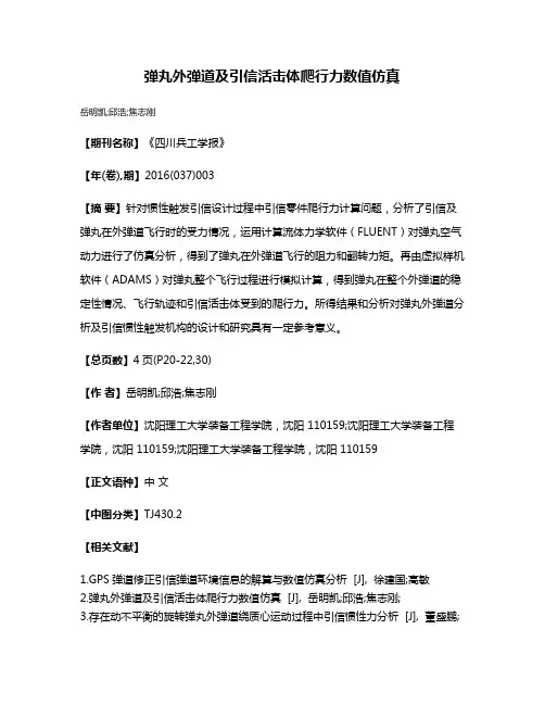 弹丸外弹道及引信活击体爬行力数值仿真