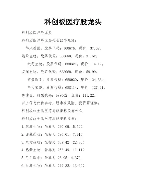 科创板医疗股龙头