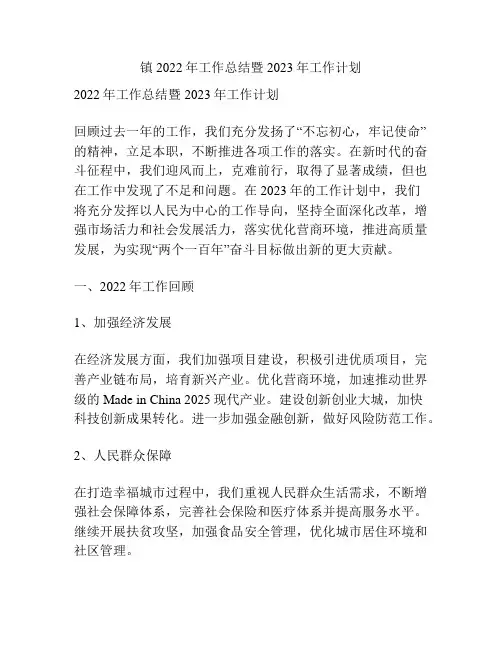 镇2022年工作总结暨2023年工作计划