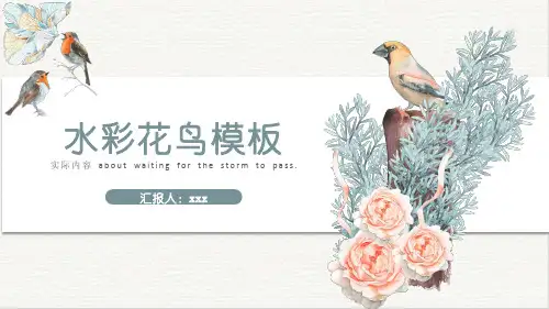 淡雅水彩花鸟PPT模板