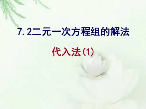 华东师大版七年级数学下7.2二元一次方程组的解法(代入法1)2教学课件 (共12张PPT)