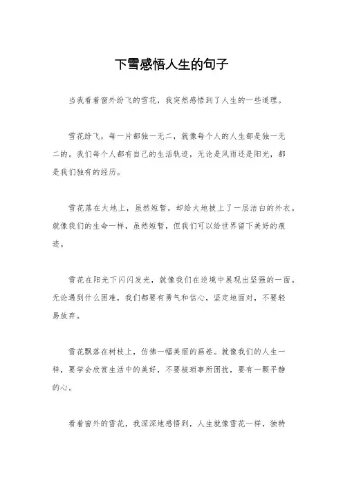 下雪感悟人生的句子