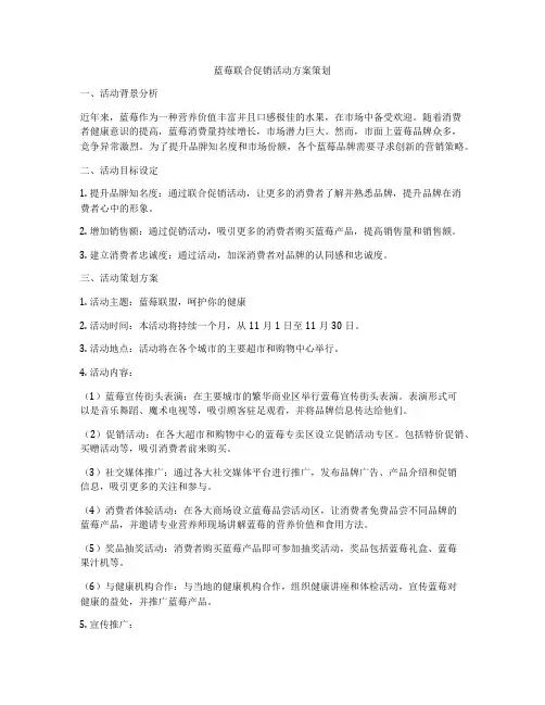 蓝莓联合促销活动方案策划
