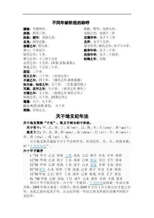 不同年龄阶段的称呼