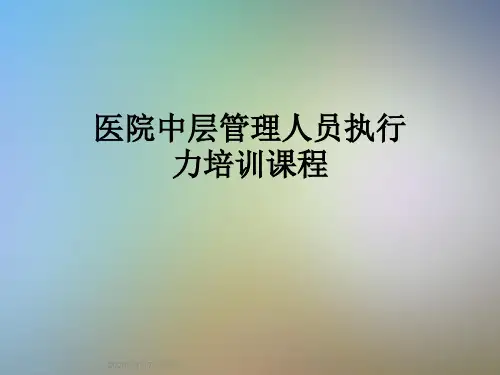 医院中层管理人员执行力培训课程