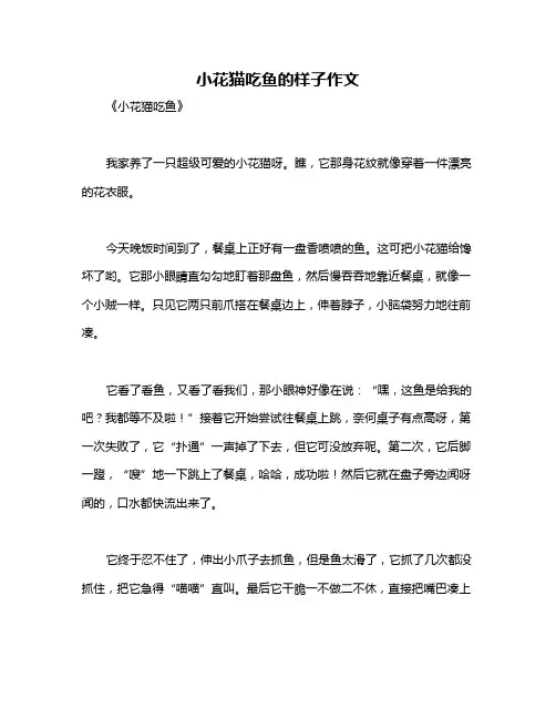 小花猫吃鱼的样子作文