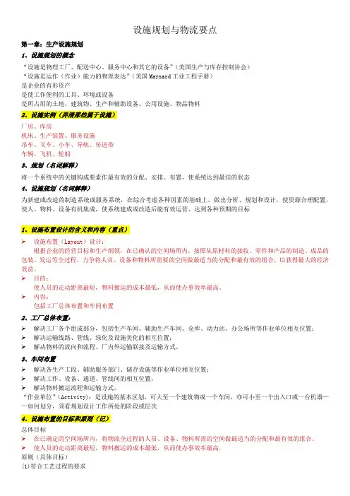 设施规划与物流要点(复习资料)