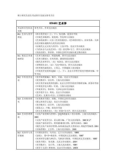 硕士研究生招生考试科目及部分参考书目