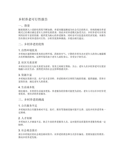 乡村养老可行性报告