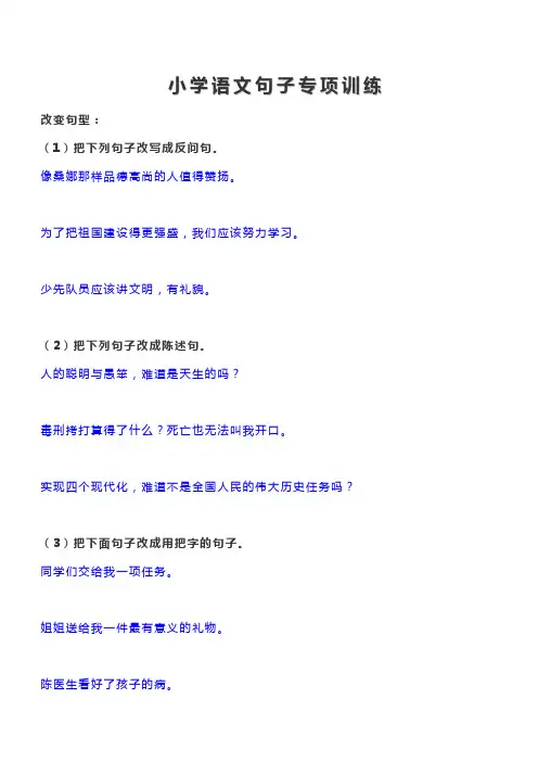 小学语文句子专项训练 3