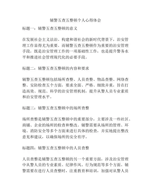 辅警五查五整顿个人心得体会