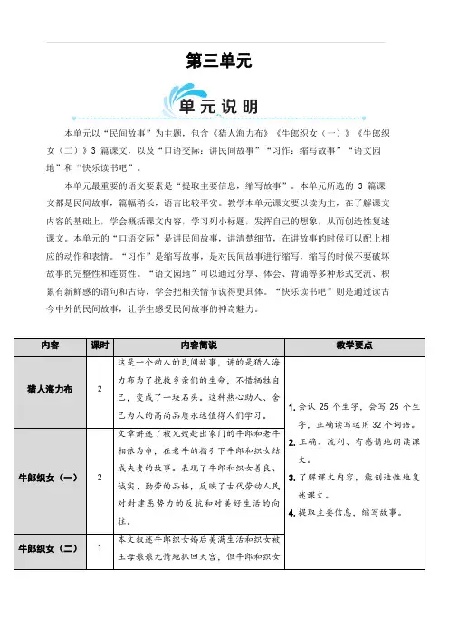 部编人教版五年级语文上册第三单元 9 猎人海力布(教案)